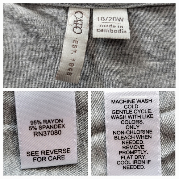 CATO Plus Size Gray Bracelet Sleeve V-Neck Tunic Top - Size 18/20W - Picture 7 of 9